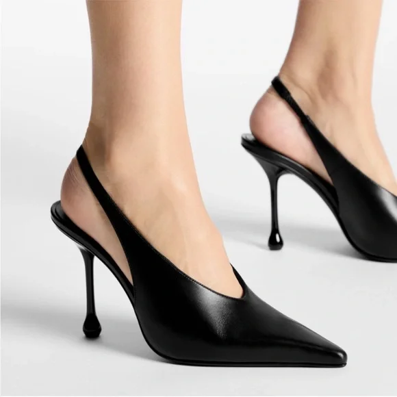 EUC Jimmy Choo Isa 95MM Leather Slingback Pumps $975 38.5 - Picture 1 of 12